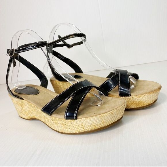 Anne Taylor Loft  Black Patent Leather Espadrille Sandals 8M - Picture 3 of 10